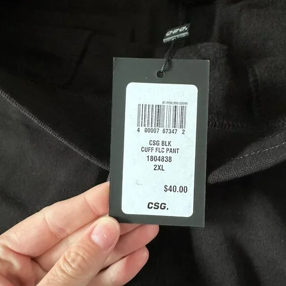 CSG Black cuff fleece pants with drawstring Women's 2XL - Picture 3 of 9